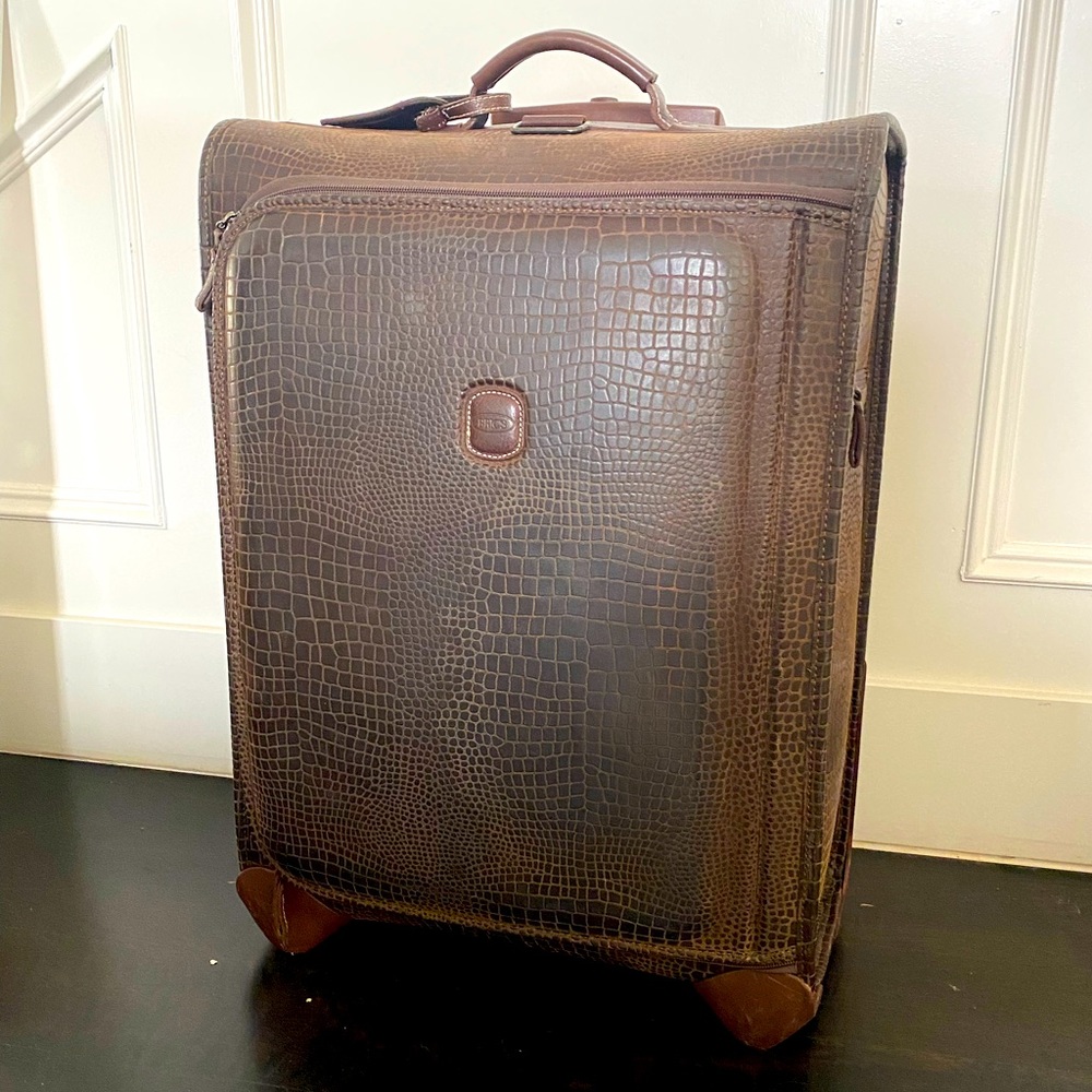 Bric's Safari 21" Trolley, Cognac Brown, Wheeled Rolling Carry-On W/ Croc Style